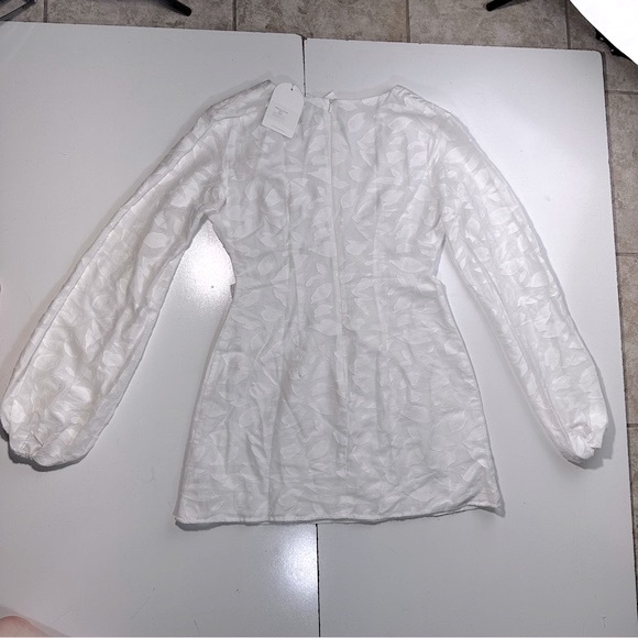 Rumer White Giselle Semi Sheer Cotton Jacquard Cut Out V-Neck Mini Dress NWT L - Picture 7 of 16